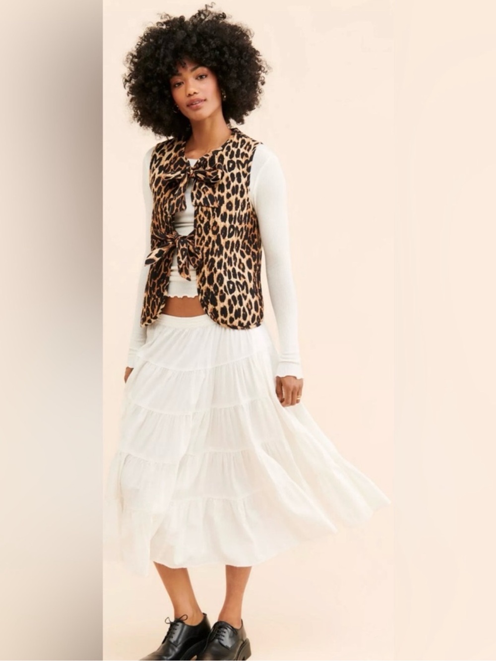 Damson Madder Tilly Leopard Print Tie Vest US8/UK 12